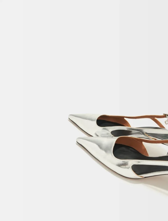 Silver leather strappy heels Silver leather strappy heels