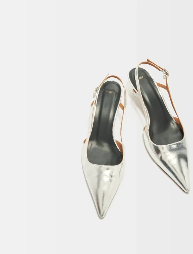Silver leather strappy heels Silver leather strappy heels
