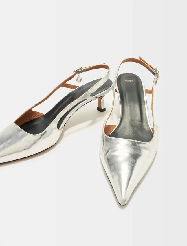 Silver leather strappy heels Silver leather strappy heels
