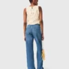 Sleeveless crochet-knit top