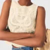 Sleeveless crochet-knit top