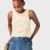 Sleeveless crochet-knit top