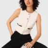 Sleeveless tweed lurex top