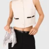 Sleeveless tweed lurex top