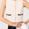 Sleeveless tweed lurex top