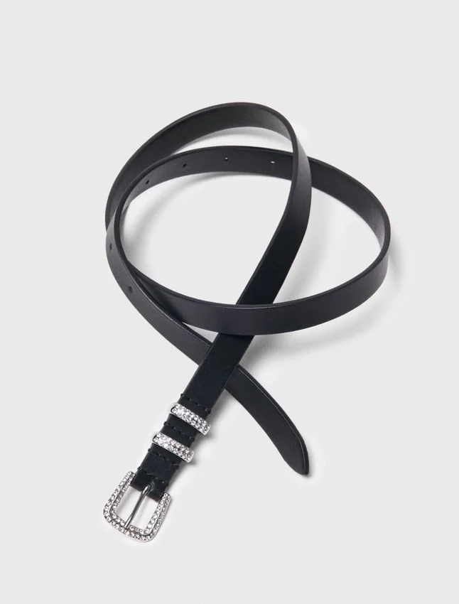 Slim belt with diamanté buckle Slim belt with diamanté buckle