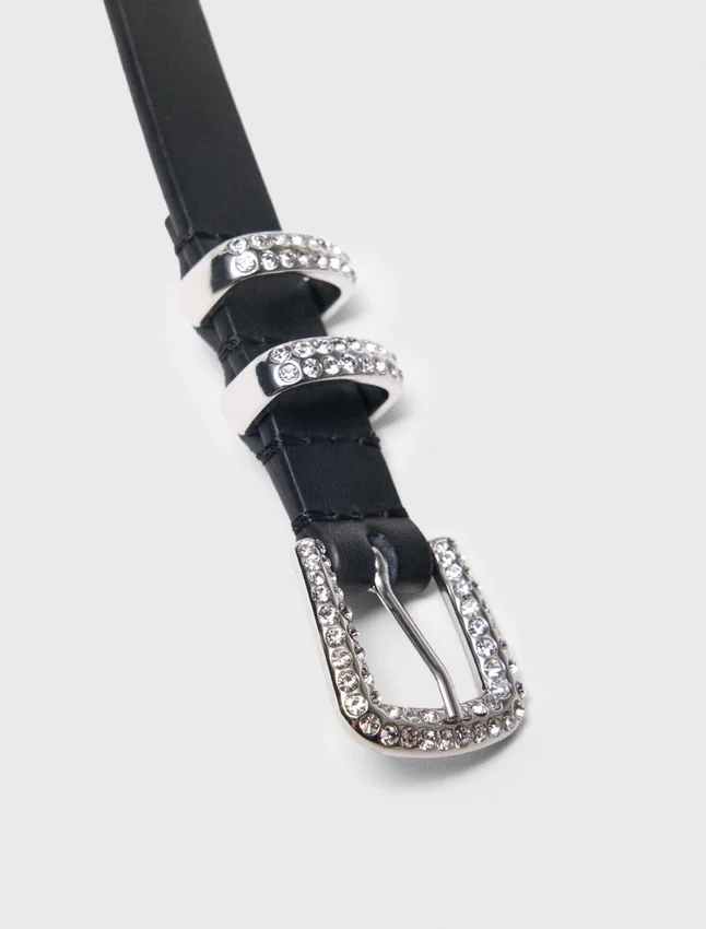Slim belt with diamanté buckle Slim belt with diamanté buckle