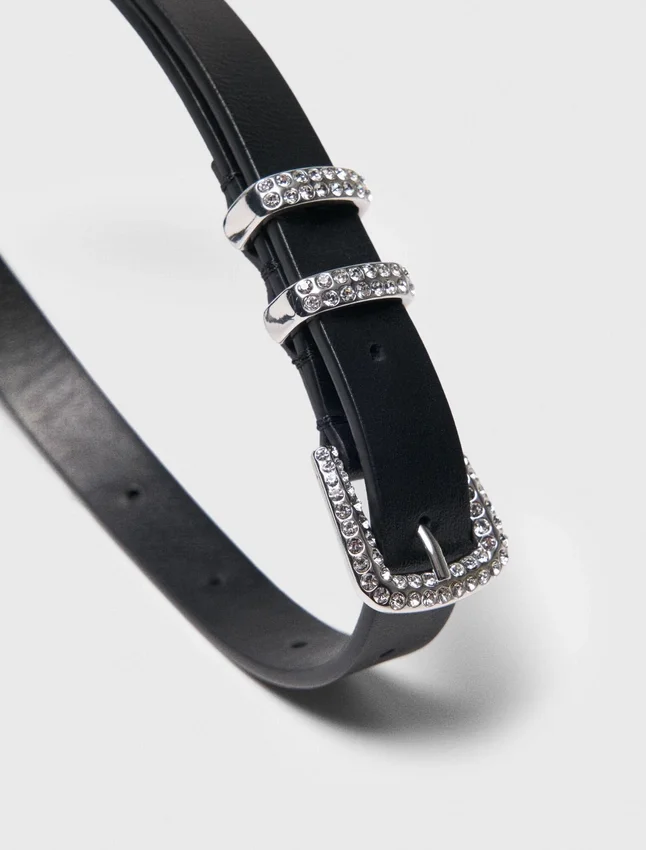 Slim belt with diamanté buckle Slim belt with diamanté buckle