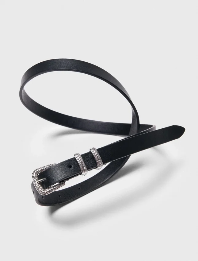 Slim belt with diamanté buckle Slim belt with diamanté buckle