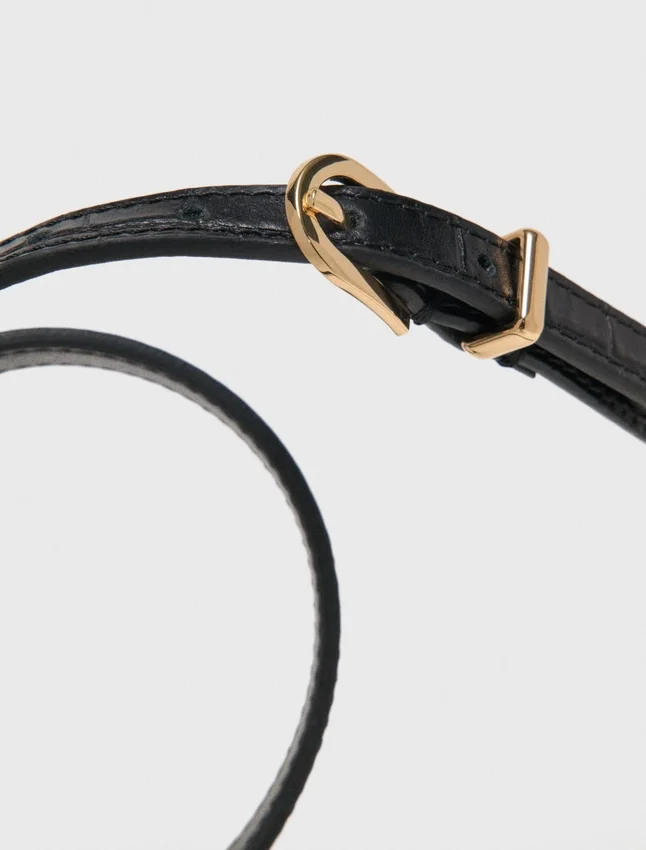 Slim croc-effect leather belt Slim croc-effect leather belt