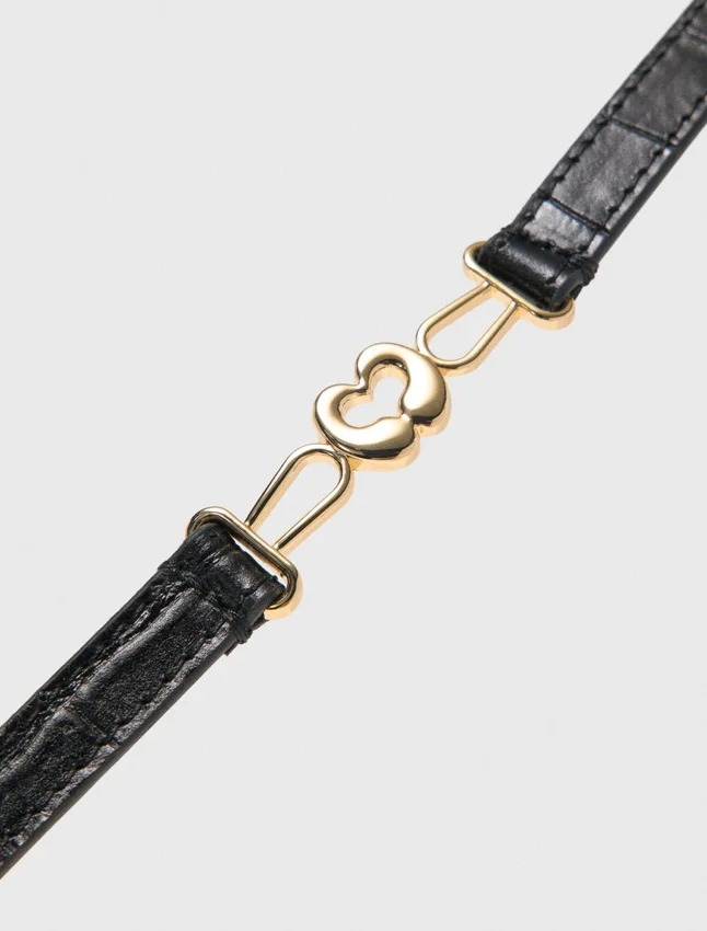 Slim croc-effect leather belt Slim croc-effect leather belt