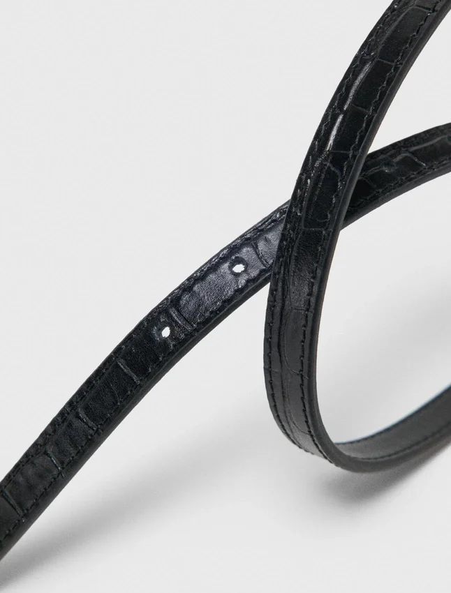 Slim croc-effect leather belt Slim croc-effect leather belt