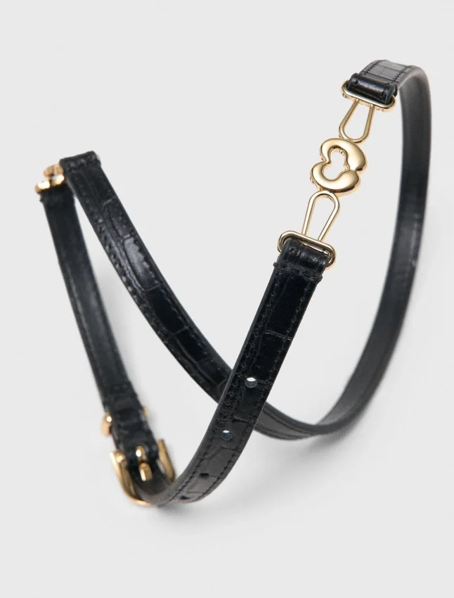 Slim croc-effect leather belt Slim croc-effect leather belt