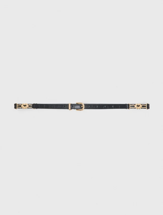 Slim croc-effect leather belt Slim croc-effect leather belt