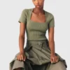 Square-neck ribbed sweater