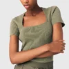 Square-neck ribbed sweater