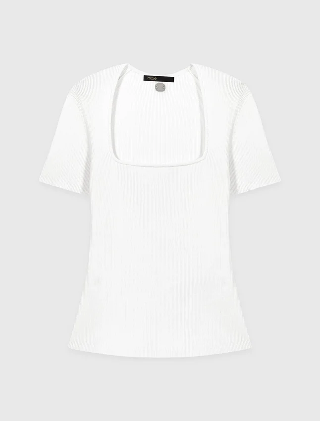 Square-neck ribbed sweater Square-neck ribbed sweater