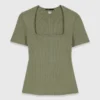 Square-neck ribbed sweater