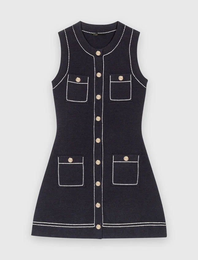 Straight dress in stitched knit Straight dress in stitched knit
