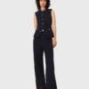 Straight-leg tweed trousers