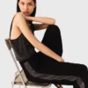 Strappy diamanté knit top
