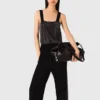 Strappy diamanté knit top