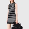 Striped mini crochet dress