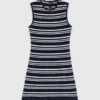 Striped mini crochet dress