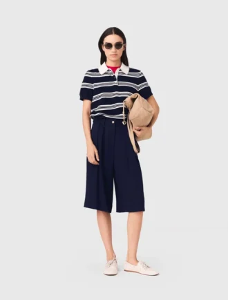 Striped polo with rhinestone collar Striped polo with rhinestone collar