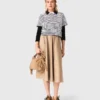Striped rhinestone flower T-shirt