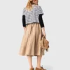 Striped rhinestone flower T-shirt