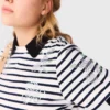 Striped rhinestone flower T-shirt