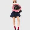 Striped rib knit sweater