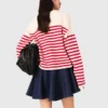 Striped rib knit sweater