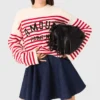 Striped rib knit sweater