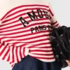 Striped rib knit sweater