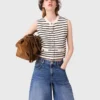 Striped wool blend top