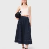 Studded flared cotton skirt