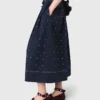 Studded flared cotton skirt