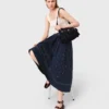 Studded flared cotton skirt