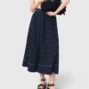 Studded flared cotton skirt