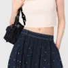 Studded flared cotton skirt