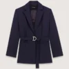 Suit jacket with pleated back