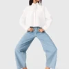 Textured balloon jeans