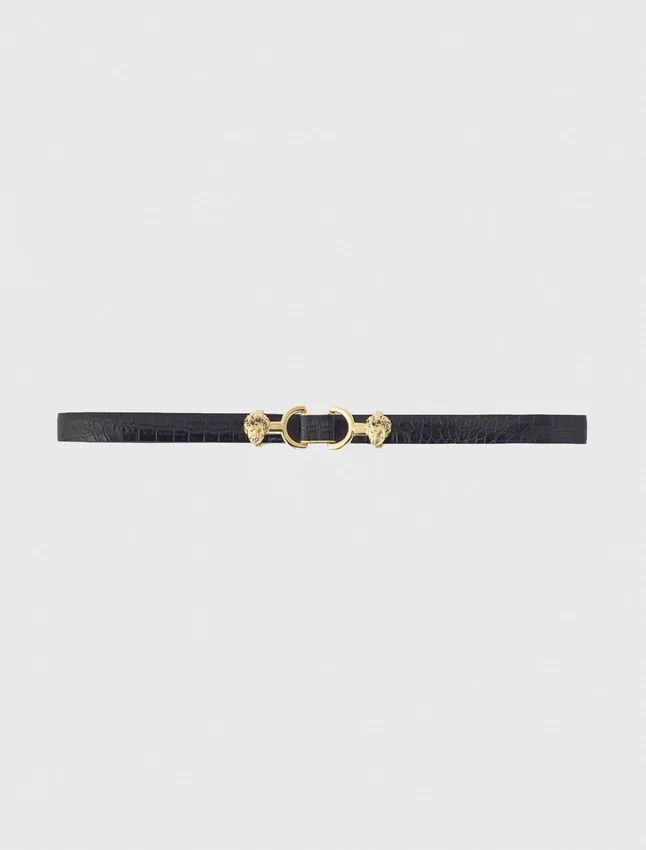 Thin leather belt with lion bit Thin leather belt with lion bit
