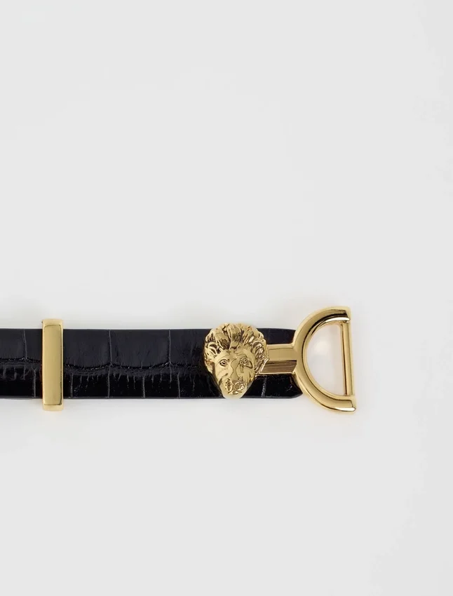Thin leather belt with lion bit Thin leather belt with lion bit
