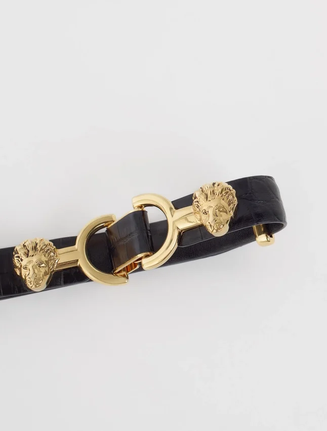 Thin leather belt with lion bit Thin leather belt with lion bit