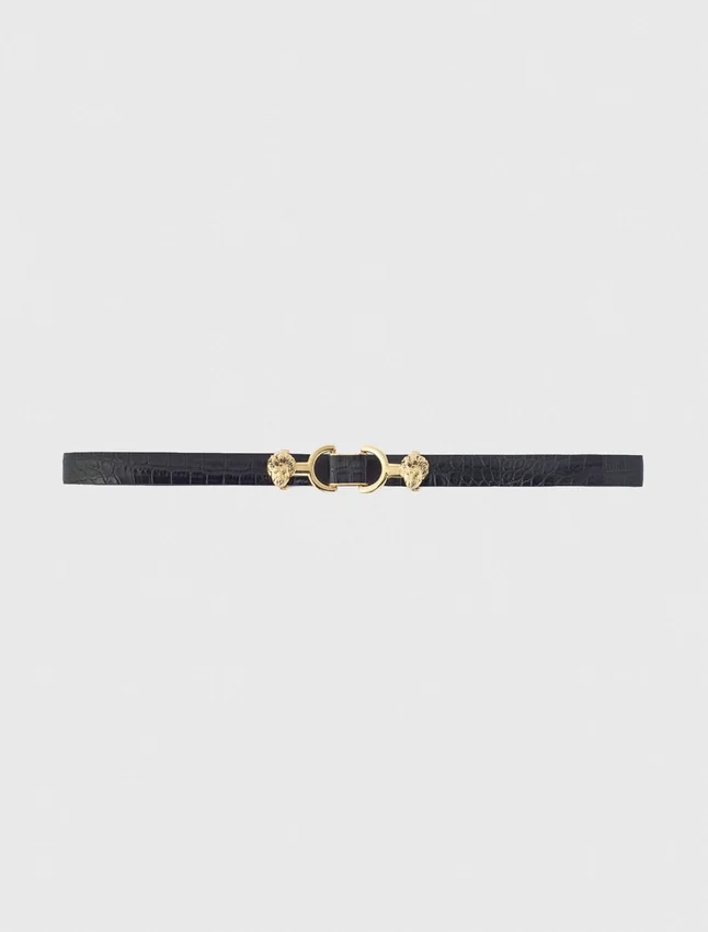 Thin leather belt with lion bit Thin leather belt with lion bit