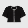 Topstitched cropped cardigan