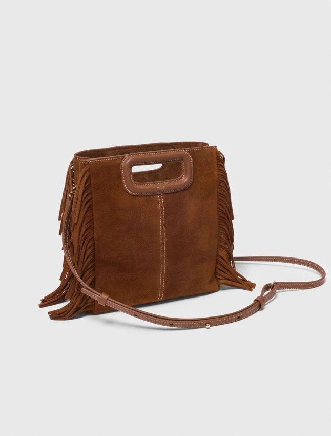 Topstitched suede M bag Topstitched suede M bag